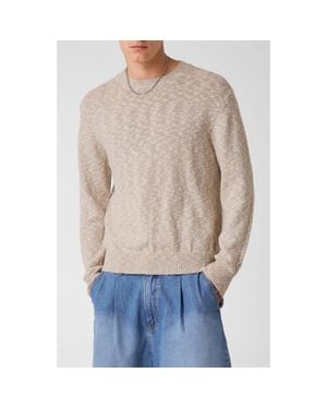 Guess Marled Cotton Crewneck Sweater - Natural