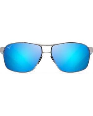 Maui Jim The Bird 62.5Mm Oversize Polarized Rectangular Sunglasses - Blue