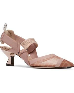 Fendi Colibri Mesh Slingback Pointed Toe Pump - Pink