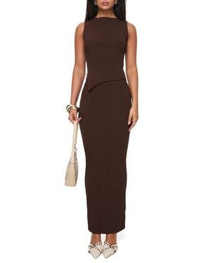 Princess Polly Basile Rib Sleeveless Two-Piece Dress - Brown