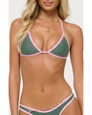Edikted Dina Contrast Triangle Bikini Top - Green