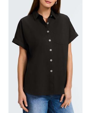 Foxcroft Abigail Short Sleeve Button-Up Shirt - Black