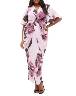 City Chic Braelynn Floral Print Maxi Dress - Pink