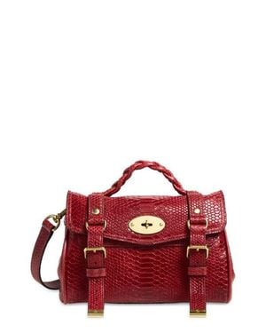 Mulberry Mini Alexa Snake Embossed Leather Satchel - Red