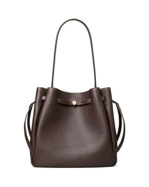 Tory Burch Large Romy Pebble Leather Bucket Bag - Brown