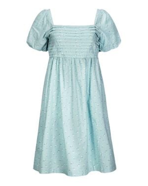 Hope & Henry Ruched Linen Dress - Blue