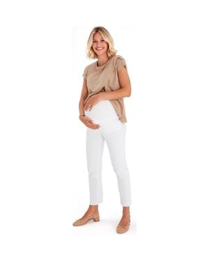 Accouchée Graceful Non-Denim Foldover Waistband Maternity Pants - White