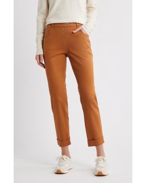Hue High Waist Cuffed Straight Leg Denim Leggings - Multicolor