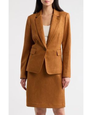 Tahari Faux Suede Blazer - Brown