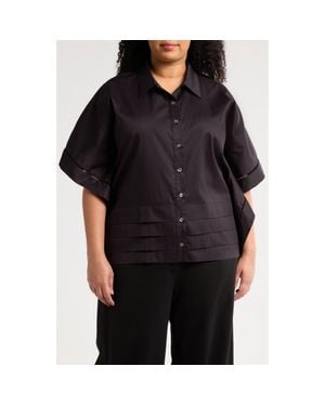 Harshman Harpa Short Sleeve Cotton Button-Up Shirt - Black