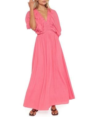 Petal & Pup Gianna Puff Sleeve Maxi Dress - Pink