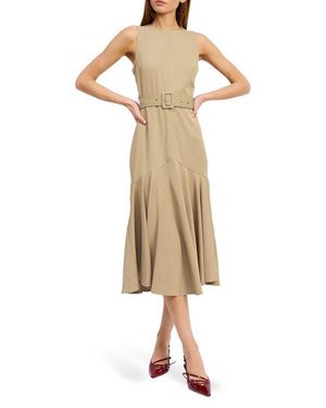 En Saison Autumn Belted Midi Dress - Natural
