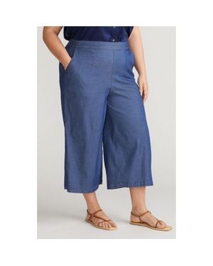 UNIVERSAL STANDARD Perfect Crop Wide Leg Chambray Pants - Blue