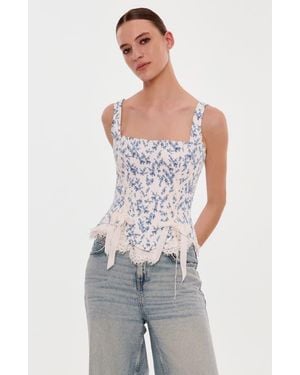 Milla Corset On Straps With Bows And Ribbon Lacing - Blue