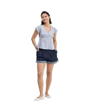 REISTOR Deep V-Neck Short Top - Blue