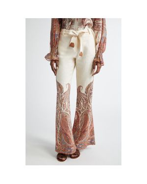 Zimmermann Rhiannon Flared Linen Trousers in Pink | Lyst