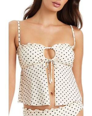 Sanctuary Merrow Polka Dot Bandeau Tankini Top - Black