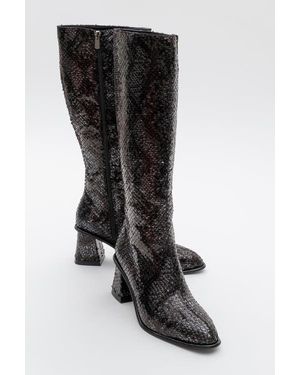 Prologue Shoes Elly Pattern Block Heel Boot - Black