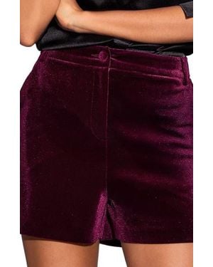 Lipsy High Waist Velvet Shorts - Purple