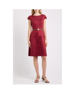 Anne Klein Heritage Sueded Scuba Knit Dress - Red