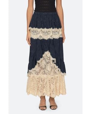 Sea Shay Lace Midi Skirt - Blue