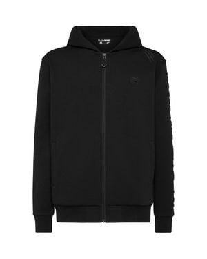 Philipp Plein Embossed Hoodie Sweatjacket - Black
