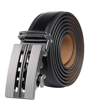 Mio Marino Signature Leather Ratchet Belt - Black