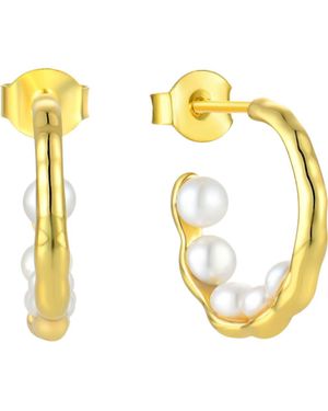 Akalia Waterproof Plated Classic Faux Pearl Earring - Metallic
