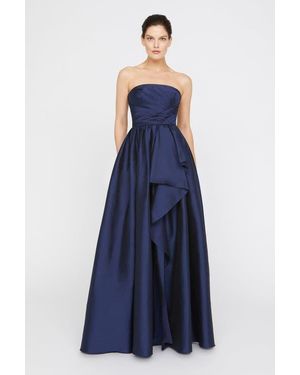 THEIA Esmerina Taffeta Asymmetric Neck Gown - Blue