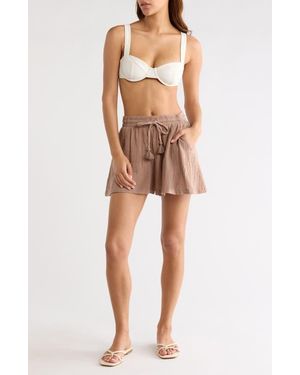 Elan Flowy Cotton Cover-Up Skort - Gray