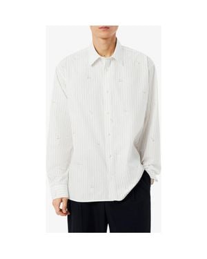 Lacoste Stripe Jacquard Print Button-Up Shirt - White