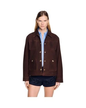 Sandro Suede Jacket - Purple