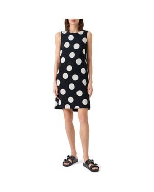 Akris Punto X-Large Polka Dot Stretch Crepe A-Line Minidress - Black