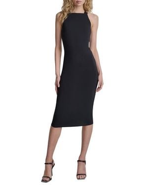 DKNY Logo Sleeveless Midi Body-Con Dress - Black