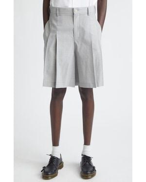 Comme des Garçons Pleated Yarn Dyed Tropical Wool Shorts - Gray