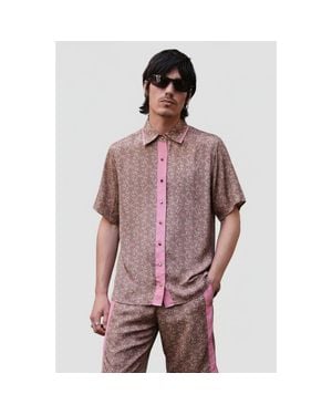 Monzlapur Paisley Motif Short Sleeve Shirt - Purple