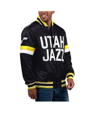 Starter Utah Jazz Home Game Satin Full-Snap Varsity Jacket - Blue