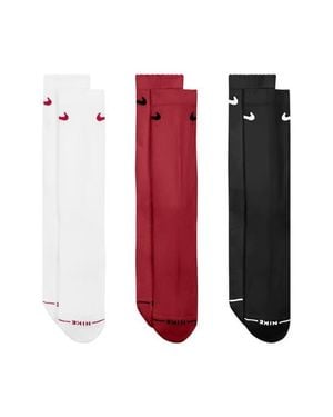 Nike Everyday Elevated Assorted 3-Pack Dri-Fit Cotton Blend Crew Socks - Red