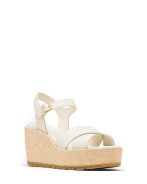Sorel Sunpeak Ankle Strap Platform Wedge Sandal - Natural