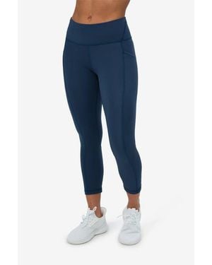 BloqUV Compression Capri Leggings With Sun And Uv Protection - Blue