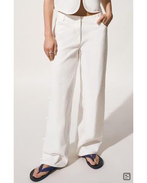 MANGO TEEN Knot Detail Straight Leg Trouser Jeans - White