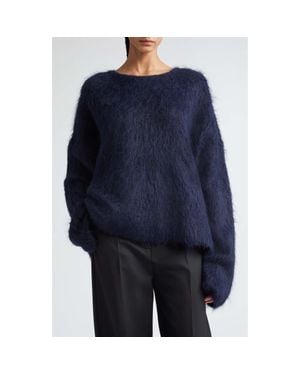 TOTEME Oversize Boxy Alpaca Blend Sweater - Blue