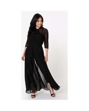 Unique Vintage Three Quarter Sleeved Starlet Duster - Black