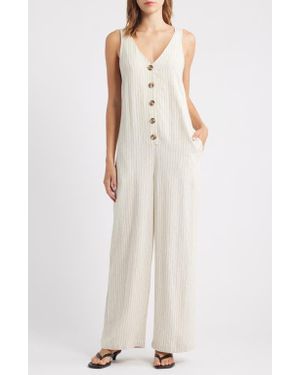 TOPSHOP Textured Button Down Jumpsuit - Multicolor