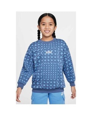 Nike Kids' Sportswear Club Fleece Oversize Crewneck Sweatshirt - Blue
