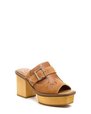 Kelsi Dagger Brooklyn Gerri Block Heel Platform Slide Sandal - Brown