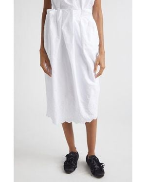 Simone Rocha Pleated Waist Poplin Pencil Skirt - White