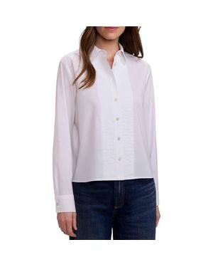 Foxcroft Jodie Pintuck Pleat Stretch Cotton Button-Up Shirt - Purple