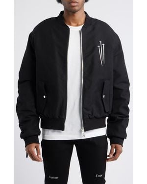 RTA Kayden Zip Detail Cotton Bomber Jacket - Black