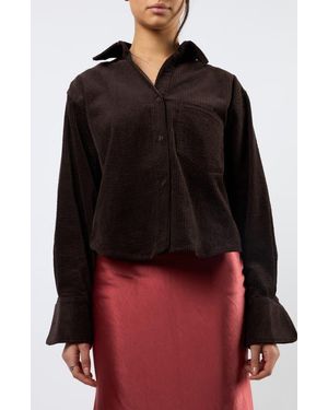 Viens Avec Moi The Odyssey Crop Corduroy Shirt - Red